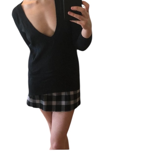 VINTAGE 90s A. BYER Red Black White Plaid Clueless Prep Mini Skirt w/ Side Slit - Picture 7 of 16
